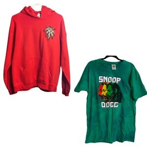 NWOT Cross Colours Snoop Dogg Green Shirt Mens and Red 4 2 0 Hoodie Sz M sz M